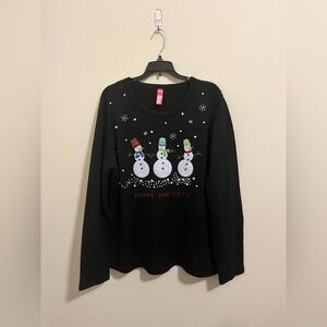 Black Holiday Snowman Sweater